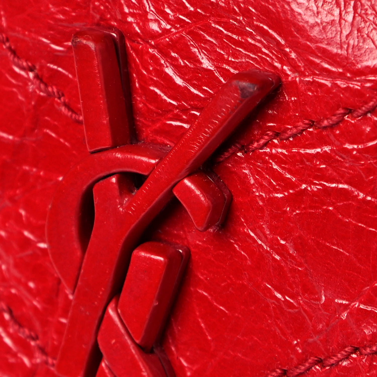 Saint Laurent Crinkled Calfskin Matelasse Monogram Niki Chain Wallet Red 12 of 14
