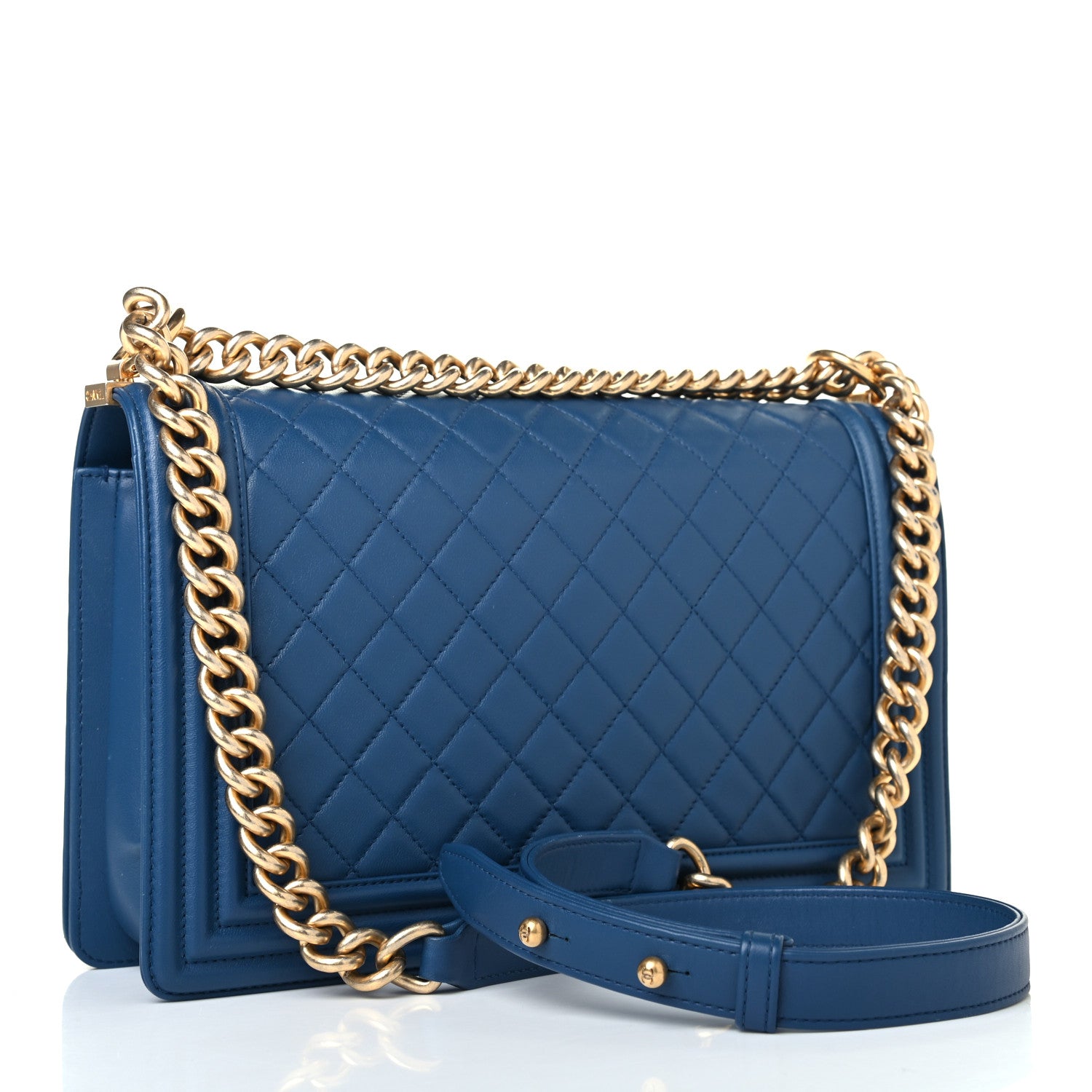 Chanel Lambskin Quilted New Medium Boy Flap Dark Navy Blue 2 of 4