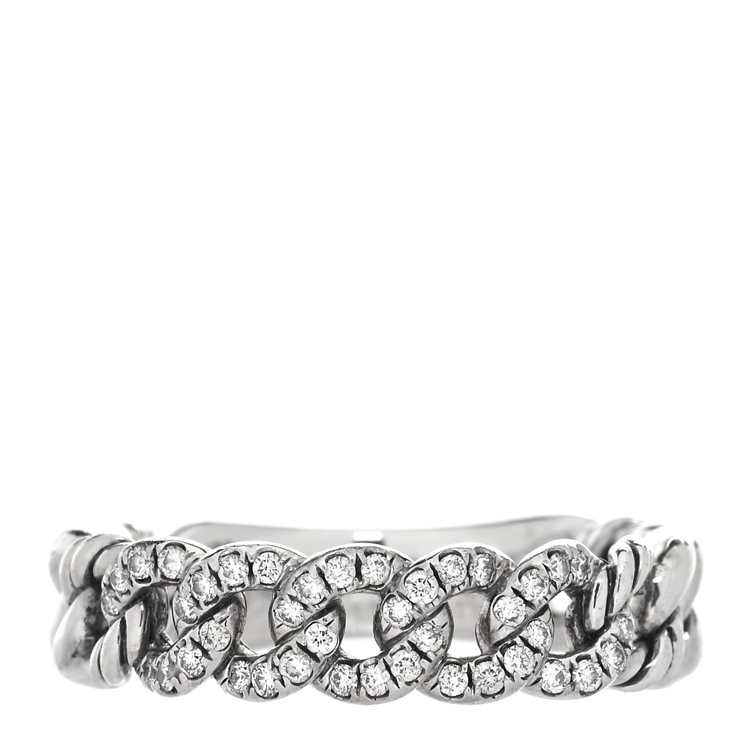 David Yurman Sterling Silver Diamond Narrow Belmont Curb Link Ring 57 8 1 of 4
