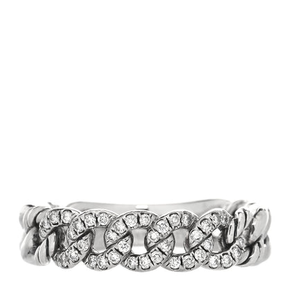 David Yurman Sterling Silver Diamond Narrow Belmont Curb Link Ring 57 8 1 of 4