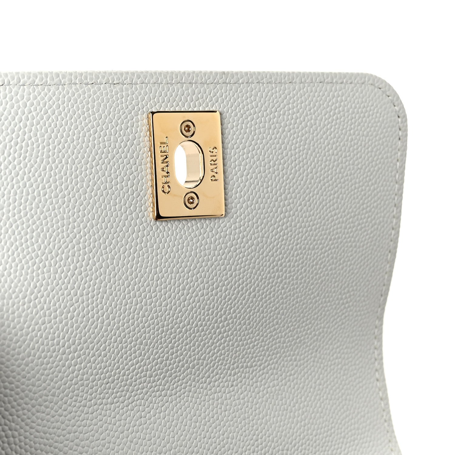 Chanel Caviar Lizard Embossed Quilted Coco Handle Clutch With Chain Light Blue 7 of 11