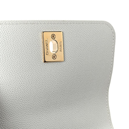 Chanel Caviar Lizard Embossed Quilted Coco Handle Clutch With Chain Light Blue 7 of 11