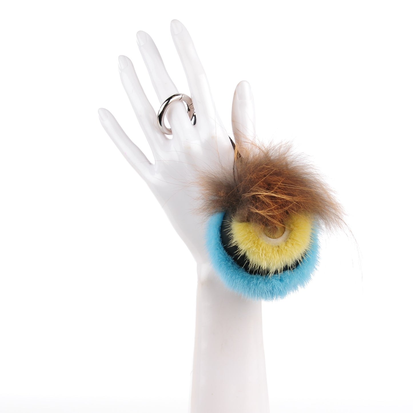 Mink Fox Fur QuTweet Softweet Bag Bug Charm Azzurro