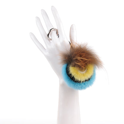Fendi Mink Fox Fur QuTweet Softweet Bag Bug Charm Azzurro 2 of 7