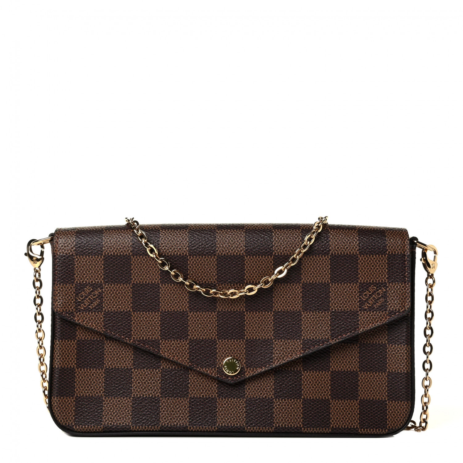 Louis Vuitton Damier Ebene Pochette Felicie Chain Wallet 1 of 8