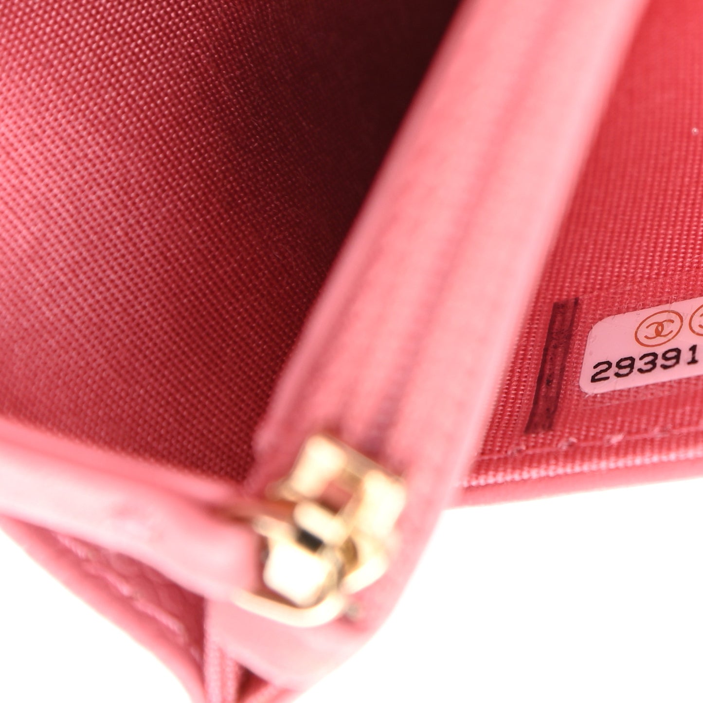 Caviar Camellia Embossed Wallet On Chain WOC Pink