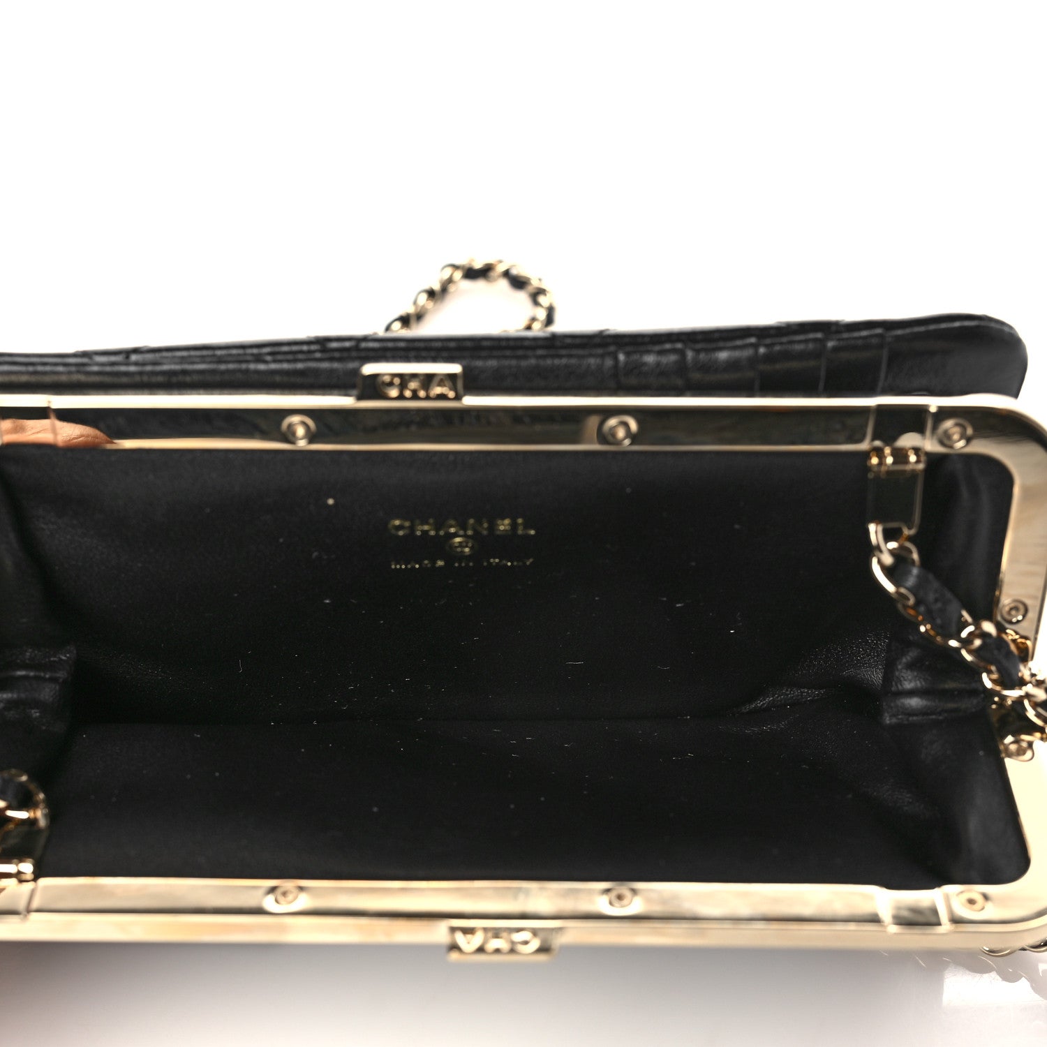 Chanel Lambskin Quilted Frame Clutch With Chain Black 4 of 10