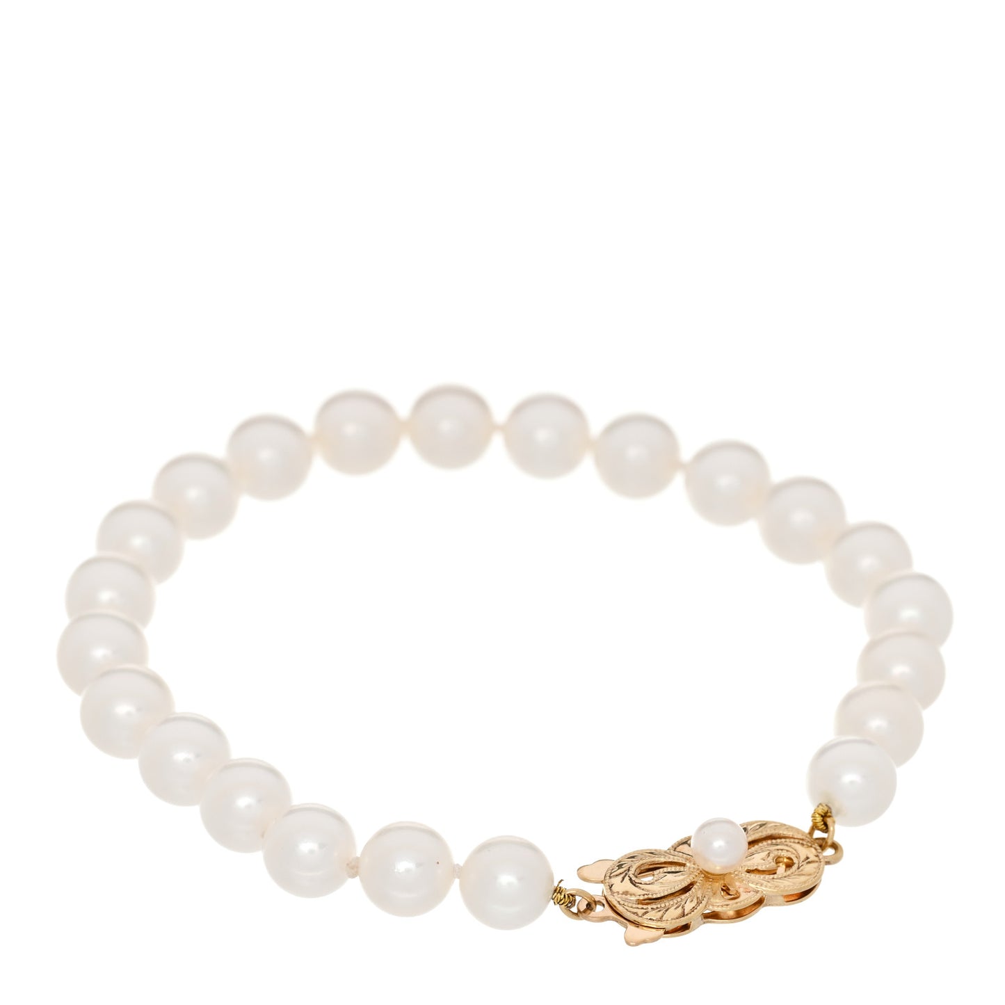 18K Yellow Gold Akoya Cultured Pearl 7mm Strand Bracelet