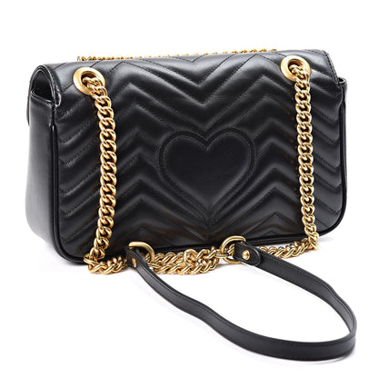 Gucci Calfskin Matelasse Small GG Marmont Shoulder Bag Black 2 of 9