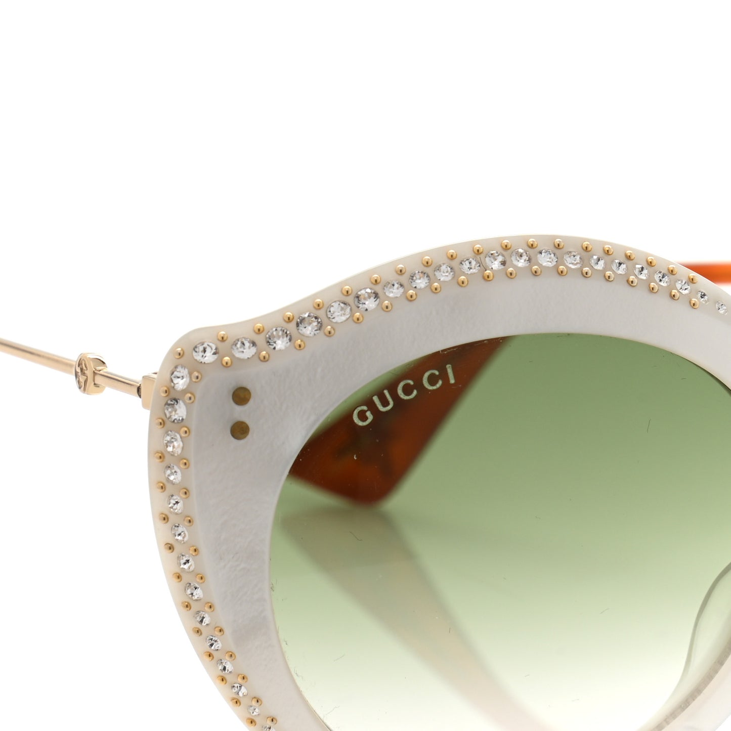 Crystal Cat Eye GG0214S Sunglasses White
