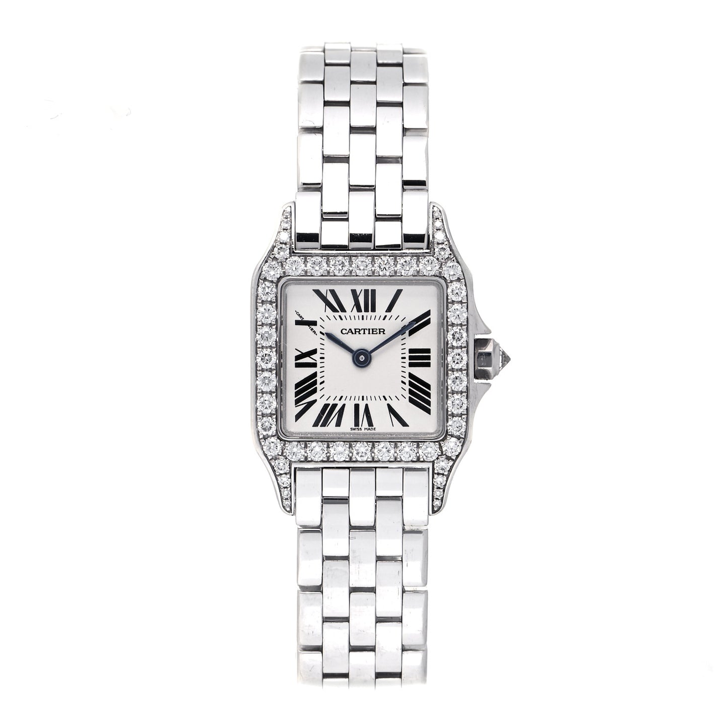 18K White Gold Diamond 20mm Santos Demoiselle Quartz Watch
