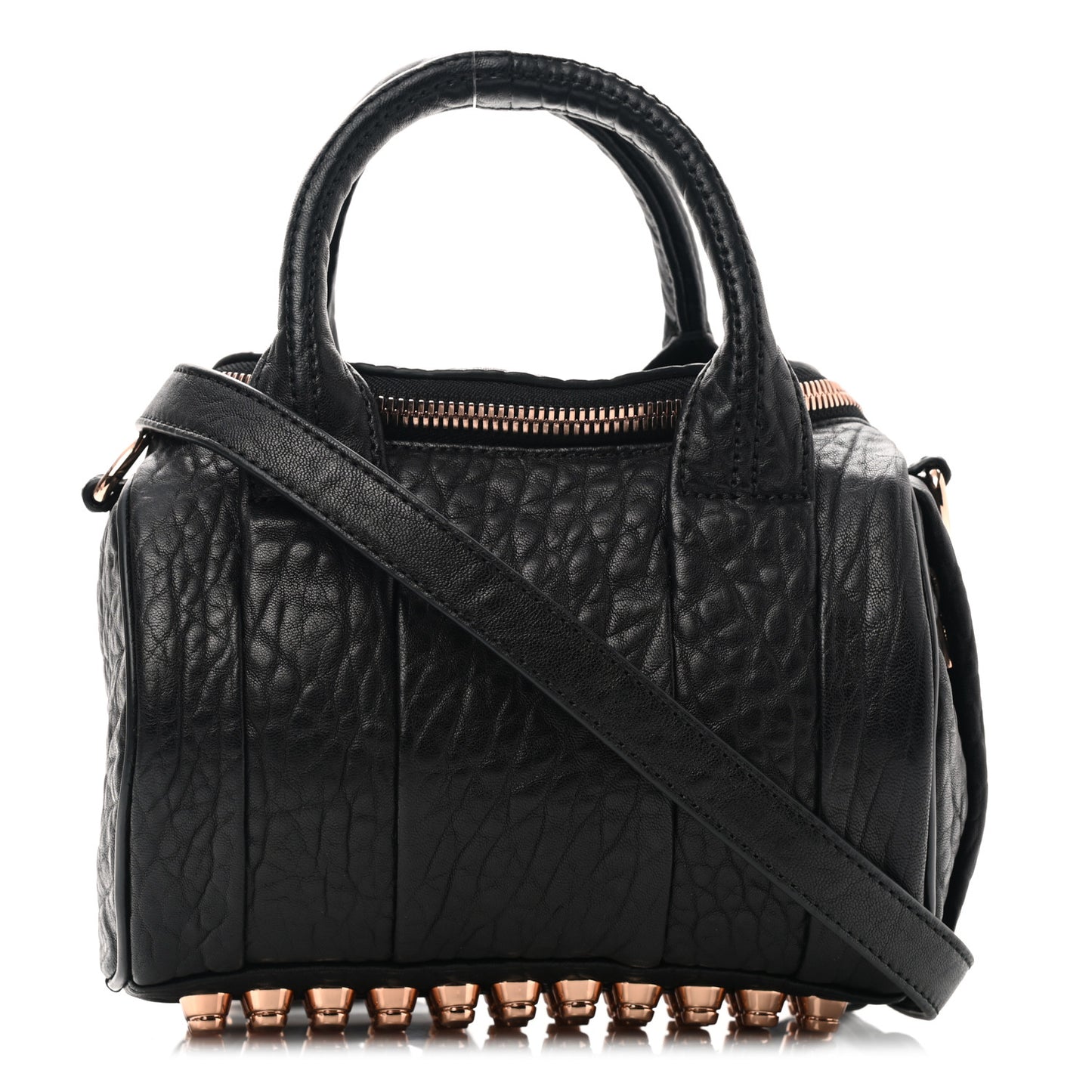 Pebbled Lambskin Mini Rockie Black Rose Gold Hardware