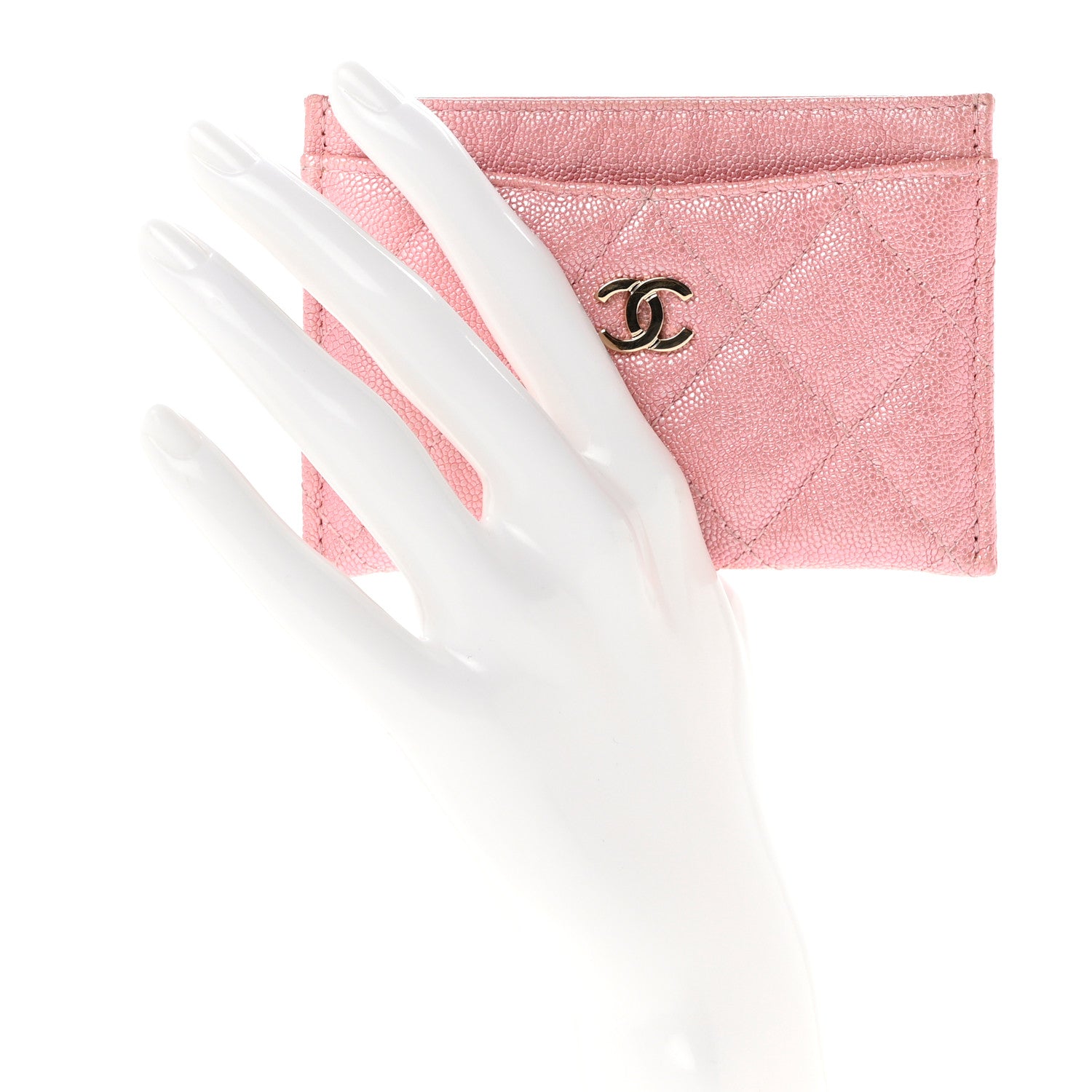 Chanel Iridescent Caviar Quilted Card Holder Rose Pink 2 of 8