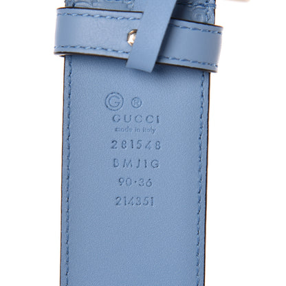 Gucci Soft Microguccissima Margaux Calfskin Belt 90 36 Mineral Blue 4 of 6