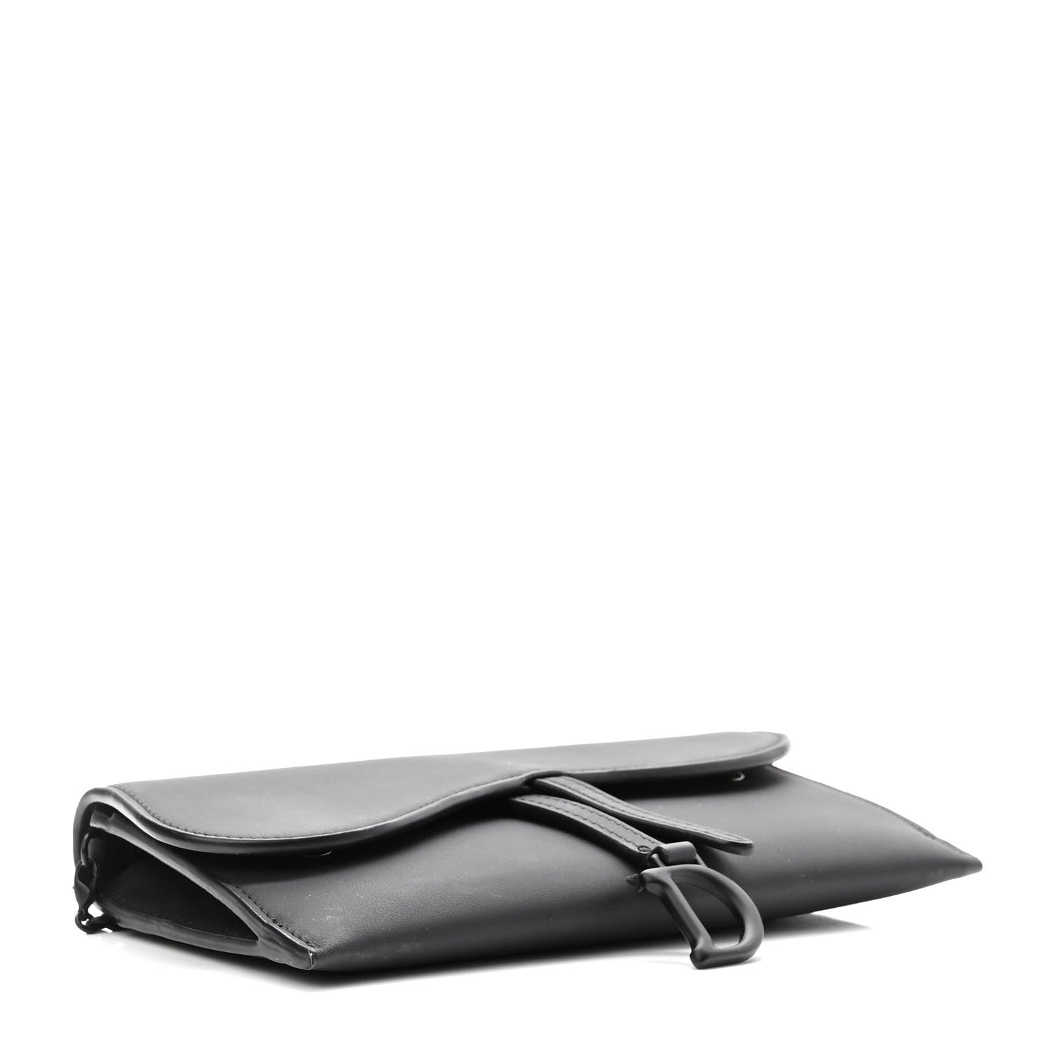Christian Dior Ultra Matte Calfskin Saddle Chain Wallet Pouch Black 5 of 11