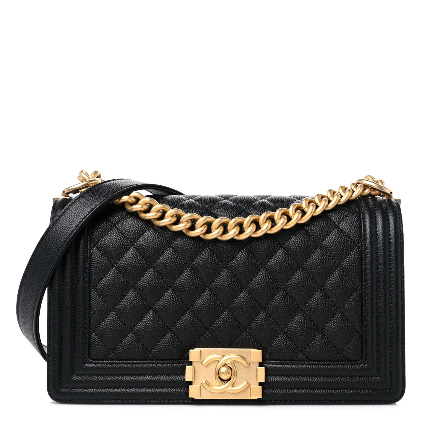 Caviar Quilted Medium Boy Flap Black