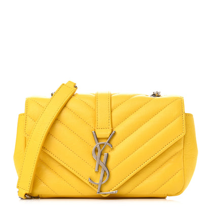 Saint Laurent Calfskin Matelasse Chevron Monogram Classic Baby Chain Bag Jaune 1 of 12