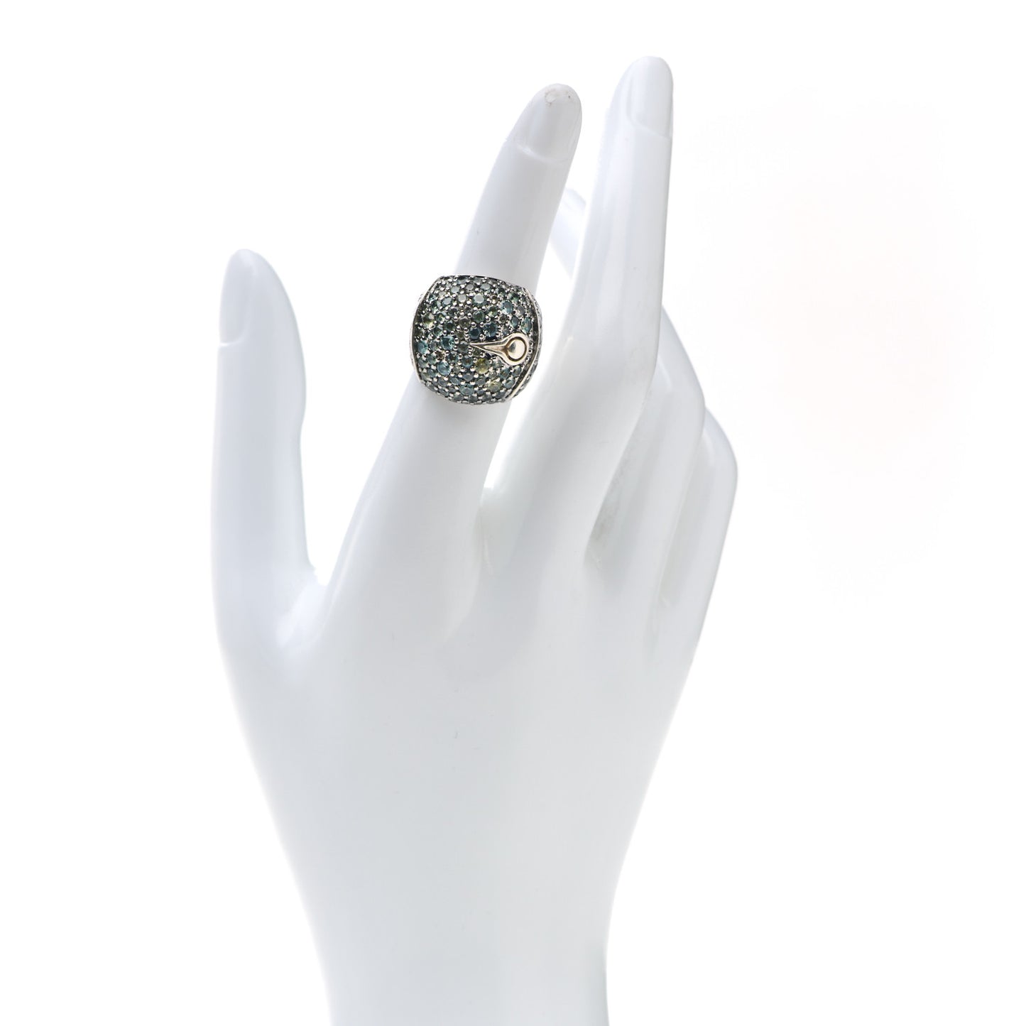 Sterling Silver Blue Green Yellow Sapphire Lava Dome Ring 52 6