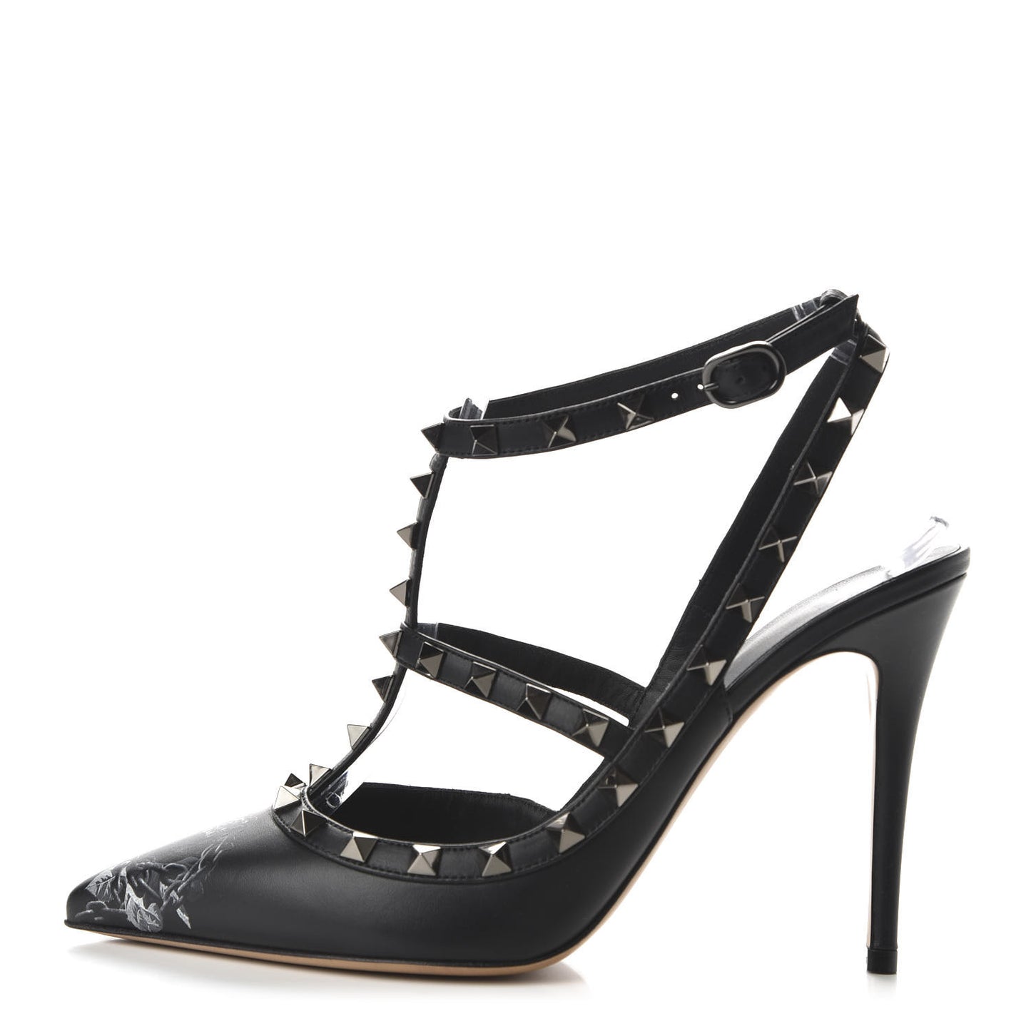 X UNDERCOVER Calfskin Rockstud Ankle Strap Pumps 39.5 Black