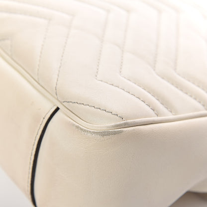 Gucci Calfskin Matelasse Medium GG Marmont Shoulder Bag White 16 of 19