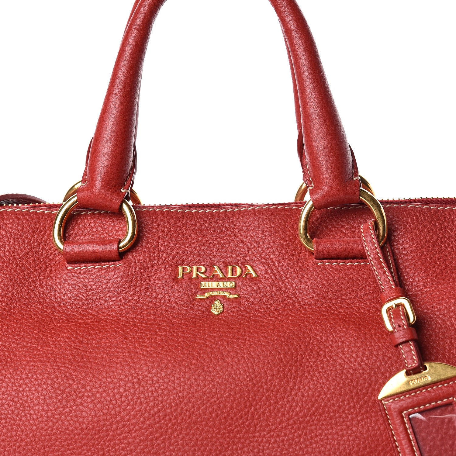 Prada Vitello Daino Top Handle Shoulder Bag Rosso 8 of 12