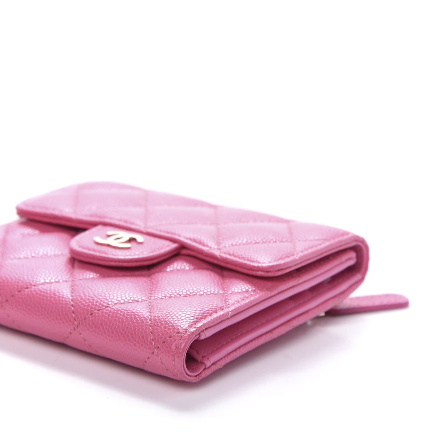 Chanel Caviar Quilted Compact Flap Wallet Pink 7 of 9