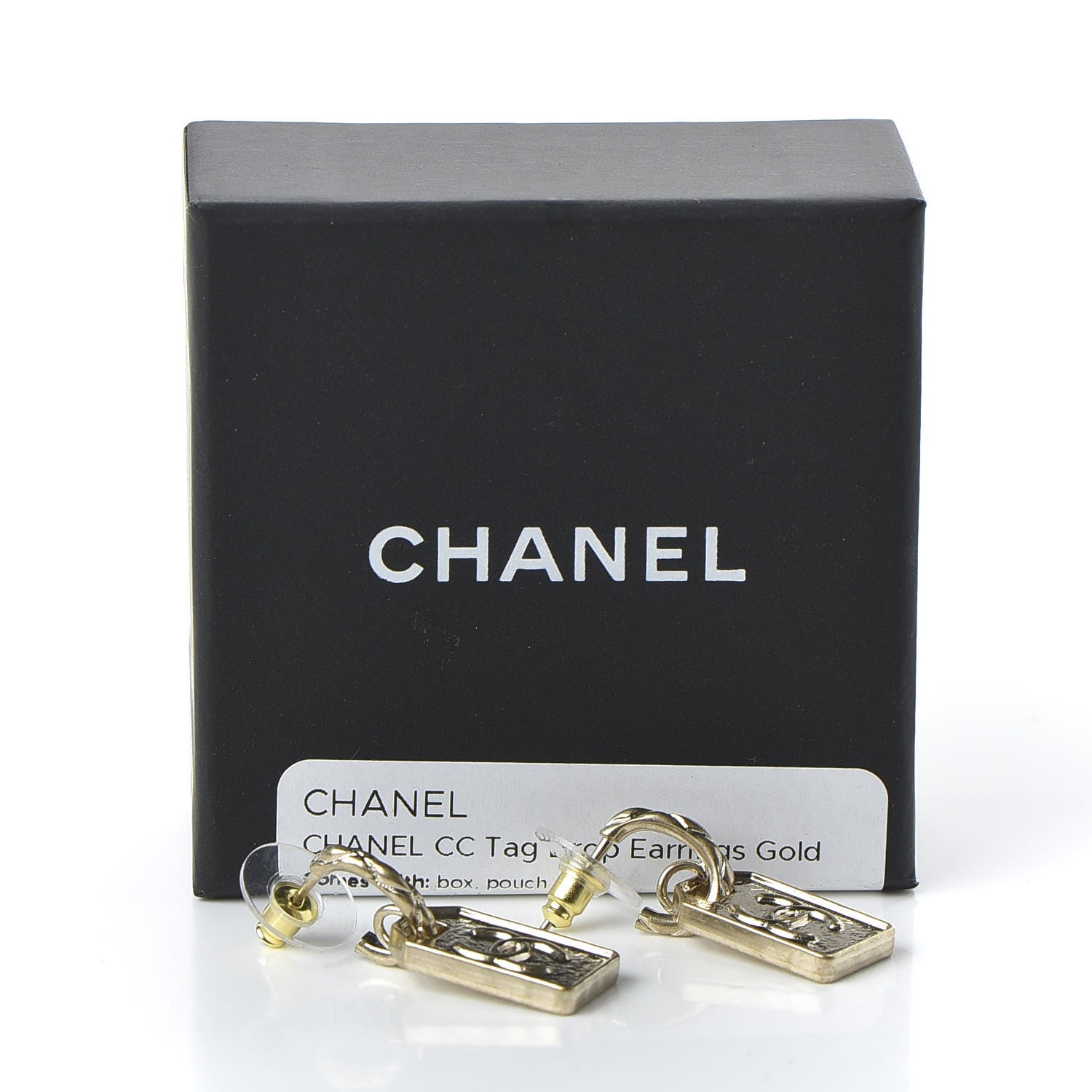 Chanel CC Tag Drop Earrings Gold 5 of 5