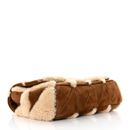Saint Laurent Suede Shearling Patchwork Monogram Medium Jamie Brown Beige 3 of 10