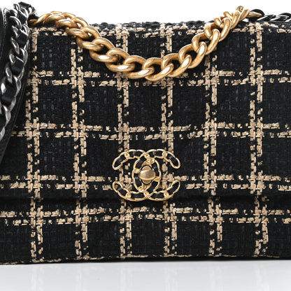 Chanel Tweed Quilted Medium Chanel 19 Flap Black Beige 8 of 11