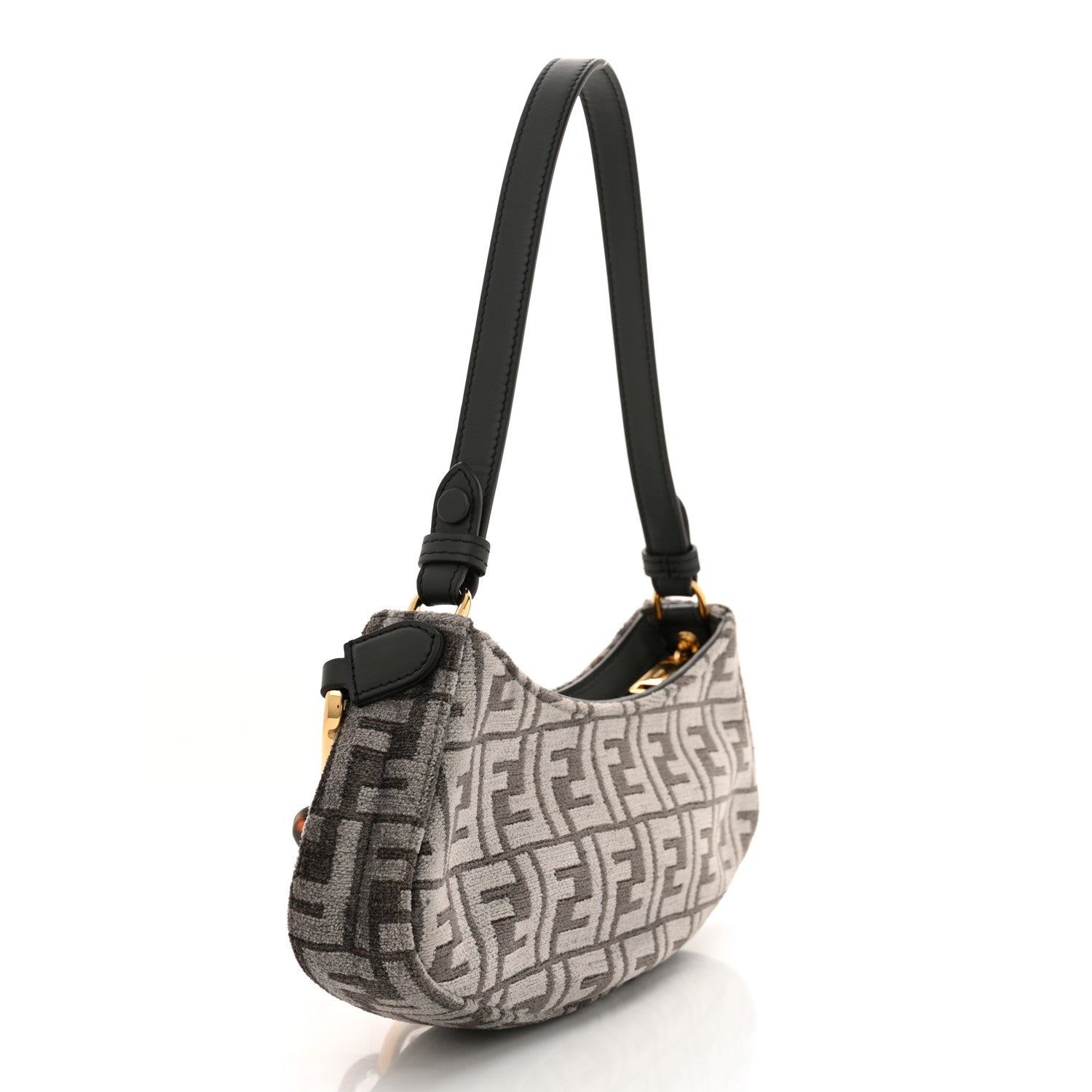 Fendi Chenille Vitello King Plexiglass FF O'Lock Swing Anthracite Asfalto 3 of 10