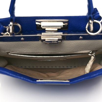 Fendi Cuoio Romano Selleria Bi-Color Medium Peekaboo Iconic Satchel Blue Neon Latte 6 of 7