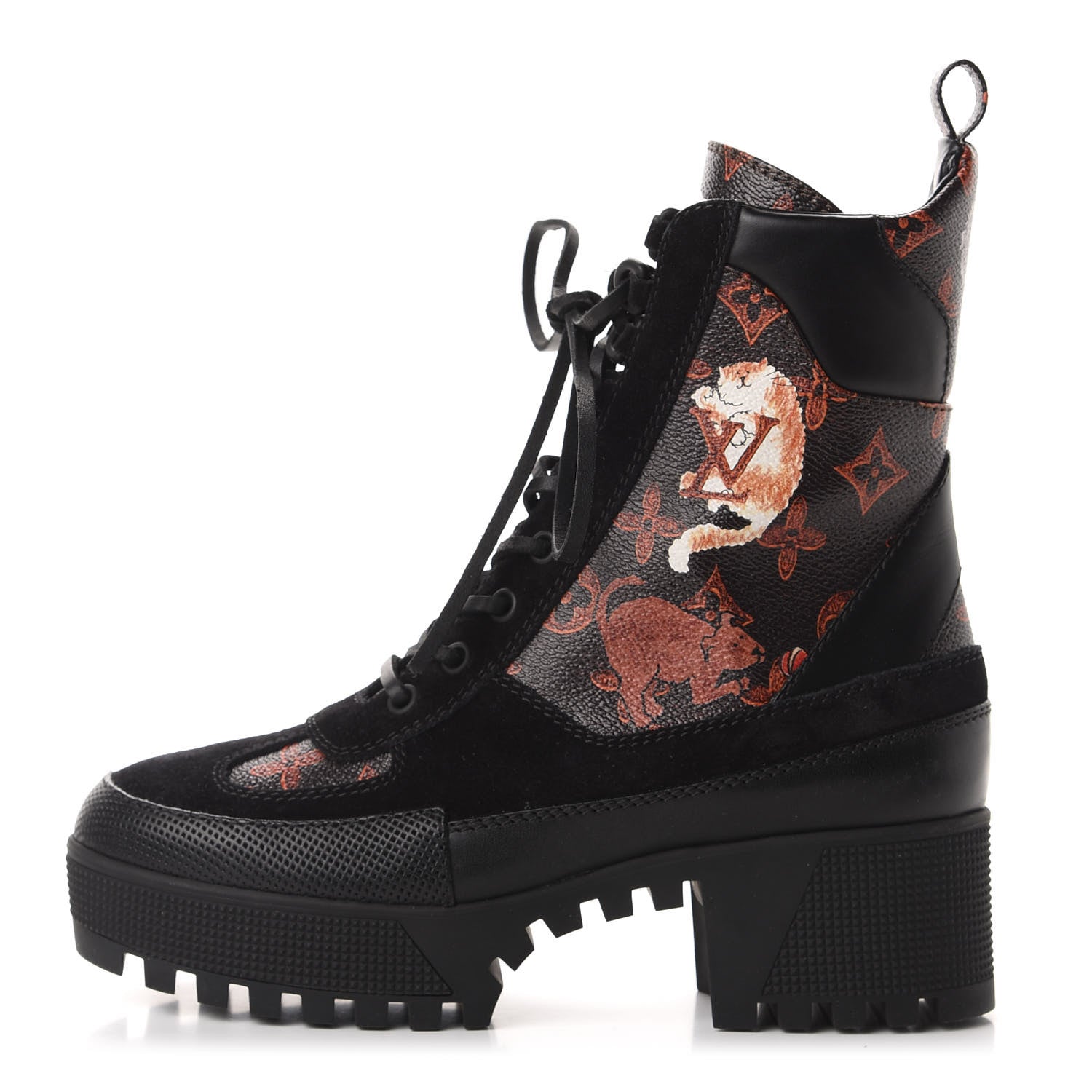 Louis Vuitton Suede Calfskin Catogram Laureate Platform Desert Boots 37 Black Marron 1 of 8