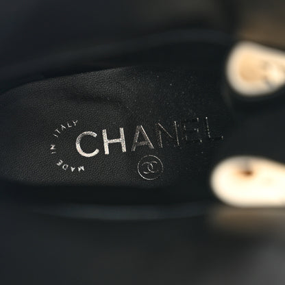 Chanel Calfskin Lace Up Logo Mid Calf Combat Boots 38 White Black 7 of 8
