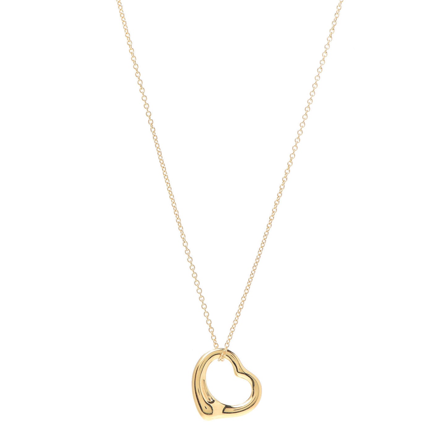 18K Yellow Gold 16mm Elsa Peretti Open Heart Pendant Necklace