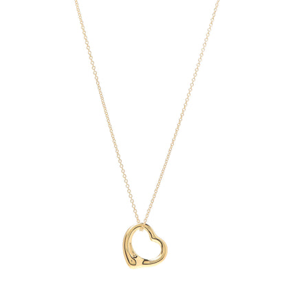 Tiffany 18K Yellow Gold 16mm Elsa Peretti Open Heart Pendant Necklace 1 of 6