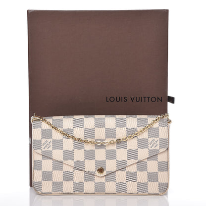 Louis Vuitton Damier Azur Pochette Felicie Chain Wallet Rose Ballerine 12 of 12