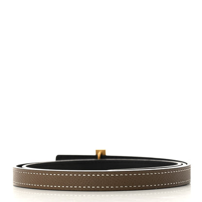 Hermes Epsom Swift Gourmette Equestre 13mm Belt 85 Etoupe Black 2 of 6