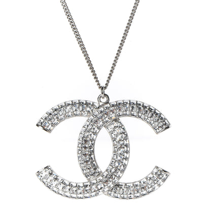 Chanel Crystal CC Necklace Silver 4 of 6