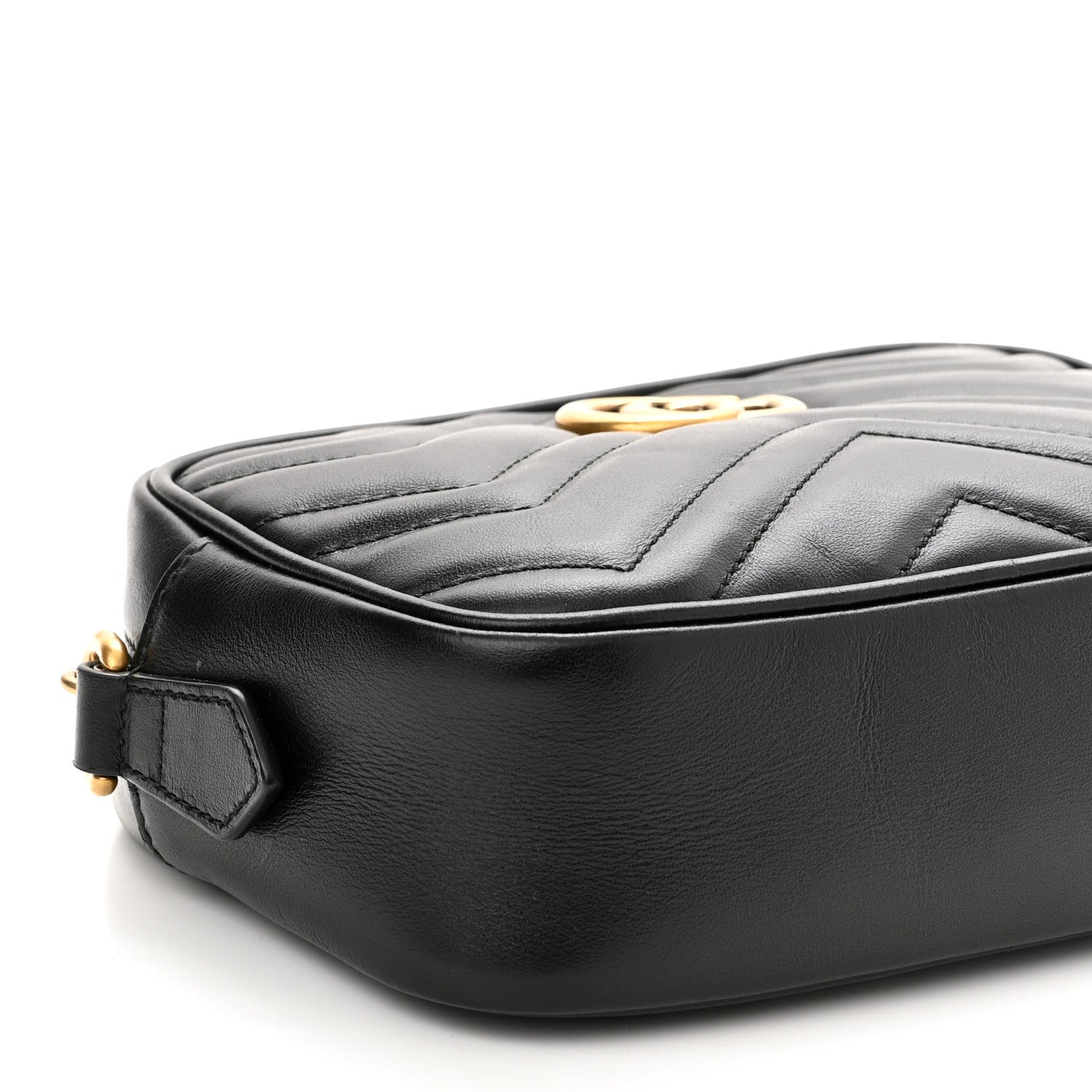 Gucci Calfskin Matelasse Mini GG Marmont Chain Shoulder Bag Black 9 of 10