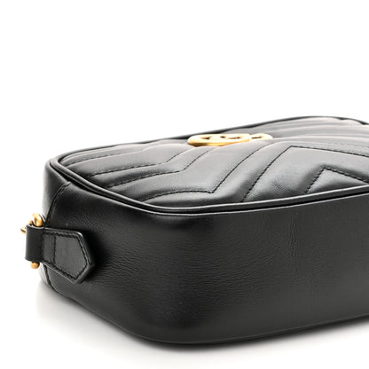 Gucci Calfskin Matelasse Mini GG Marmont Chain Shoulder Bag Black 9 of 10