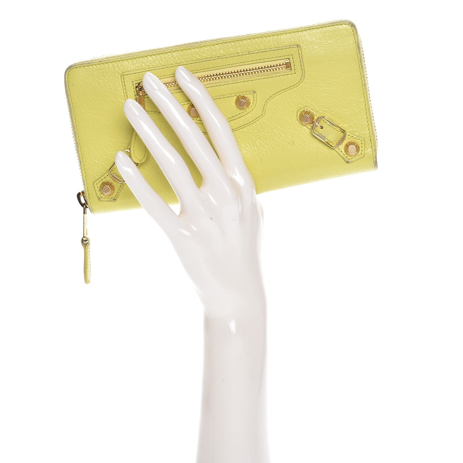 Balenciaga Agneau Giant 12 Gold Hardware Continental Zip Around Wallet Jaune Citronnade 2 of 12