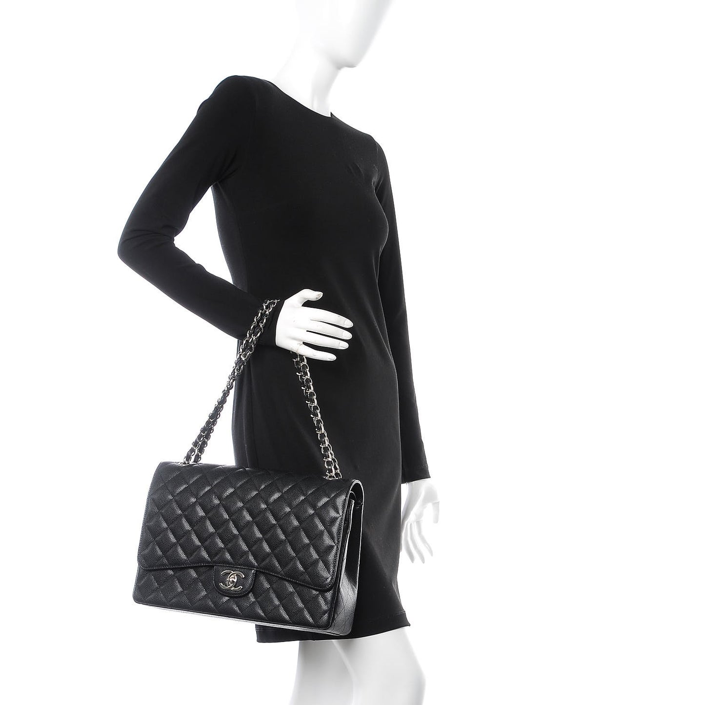 Caviar Quilted Maxi Double Flap Black