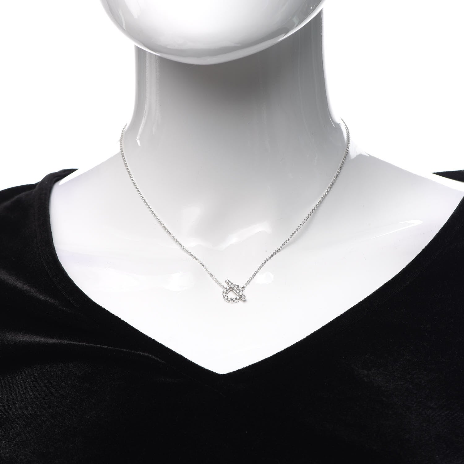 Hermes 18K White Gold Diamond Finesse Pendant Necklace 2 of 5