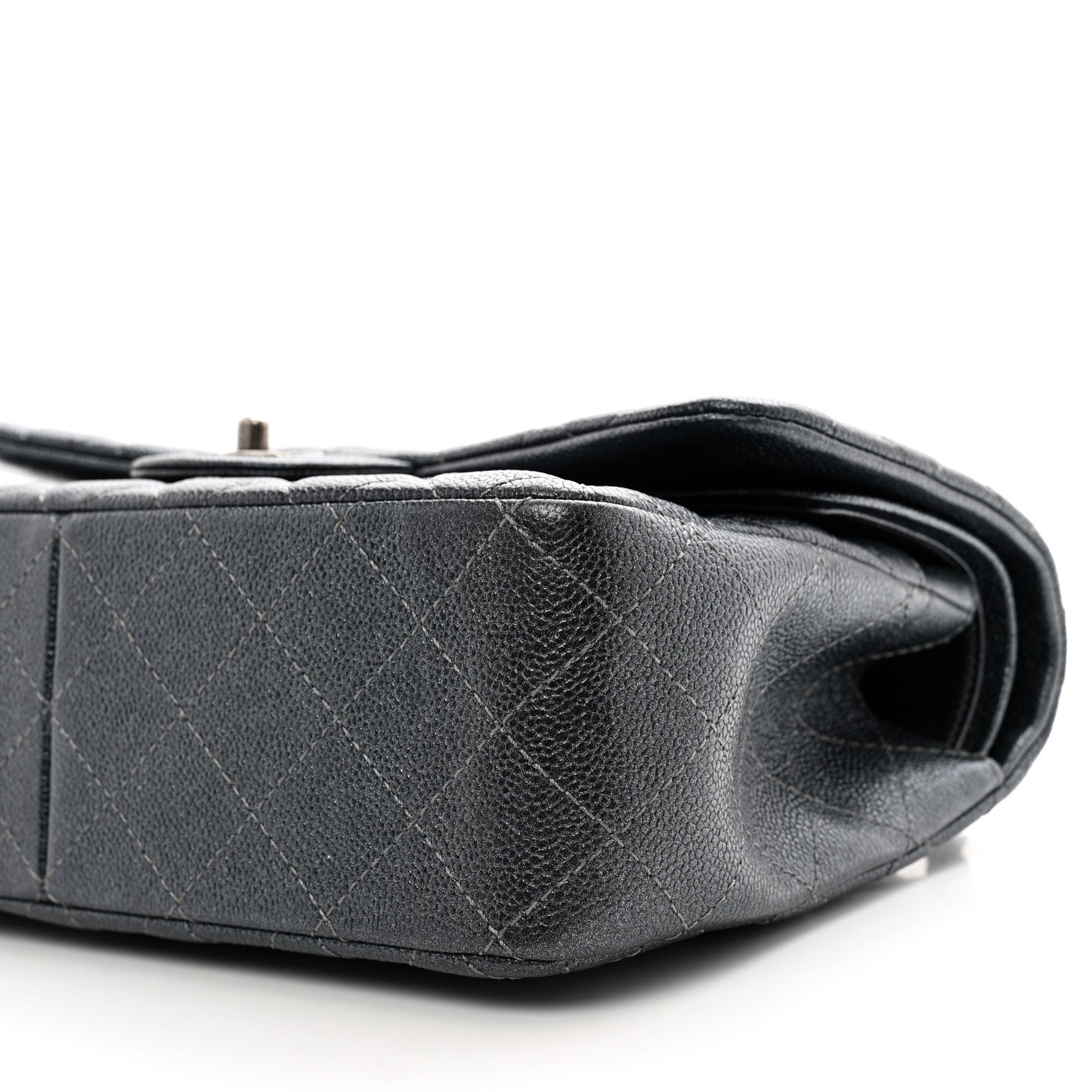 Chanel Metallic Caviar Quilted Jumbo Double Flap Dark Grey 10 of 11