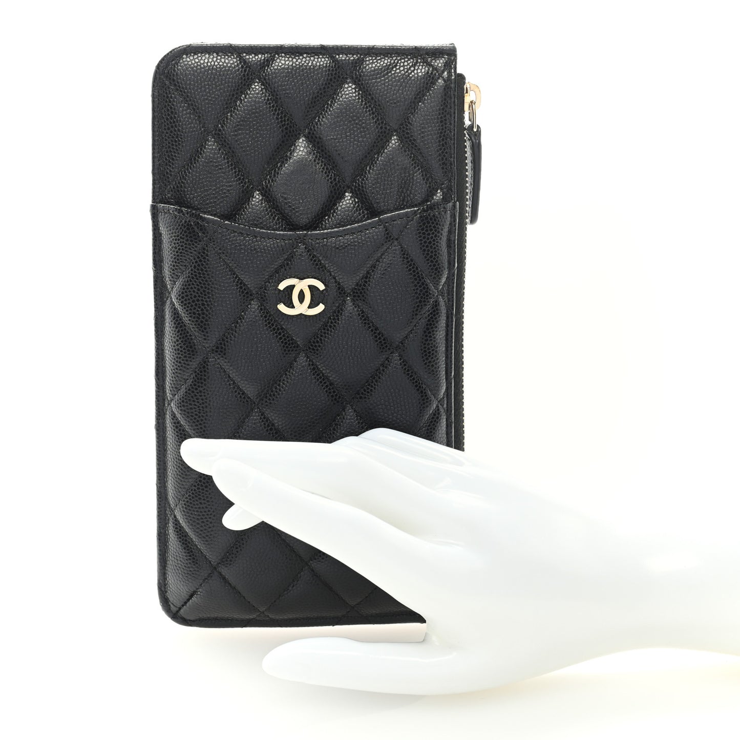 Caviar Quilted Classic Flat Wallet Pouch Black