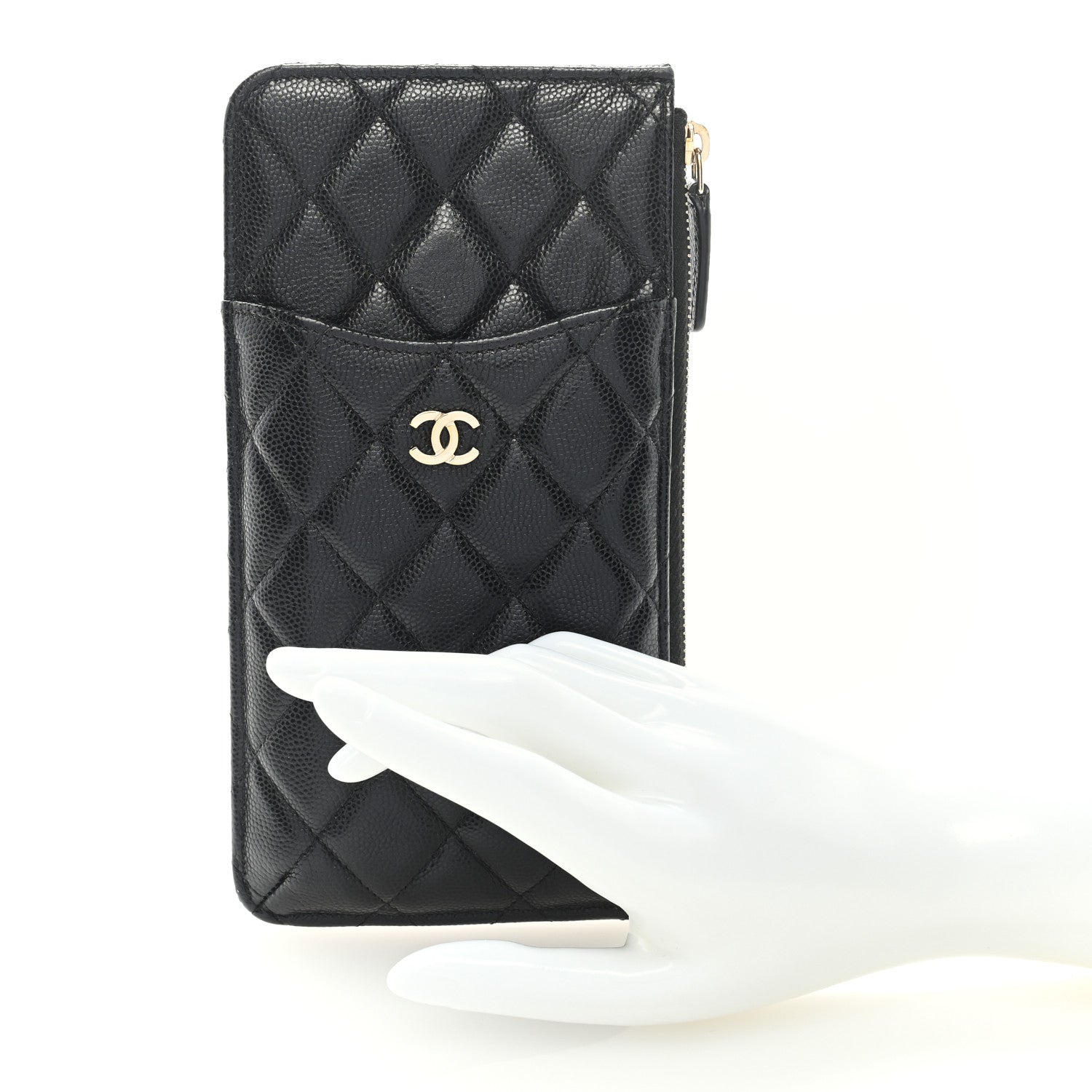 Chanel Caviar Quilted Classic Flat Wallet Pouch Black 2 of 7