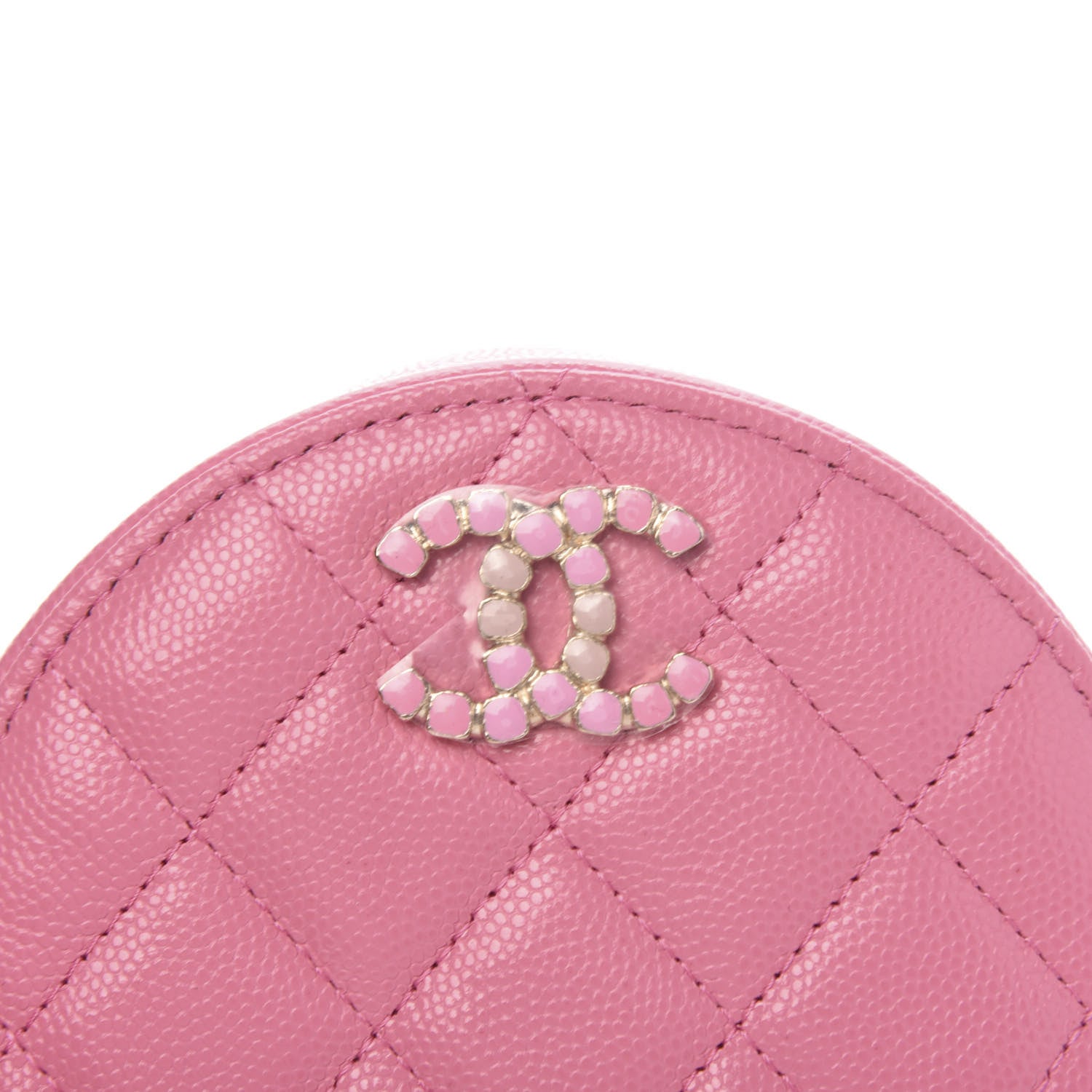 Chanel Caviar Quilted Gripoix CC Round Clutch With Chain Pink 8 of 11