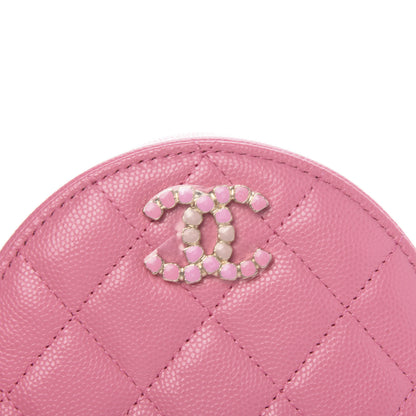 Chanel Caviar Quilted Gripoix CC Round Clutch With Chain Pink 8 of 11