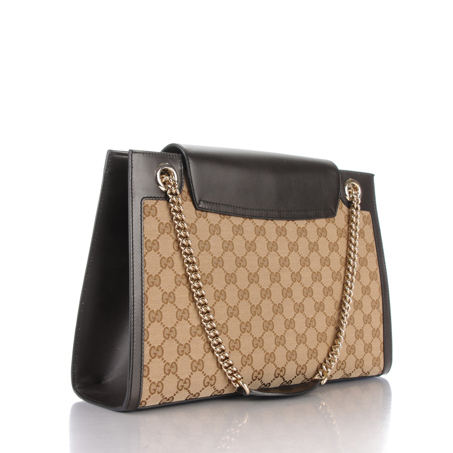 Gucci Monogram Margaux Calfskin Large Emily Chain Shoulder Bag Beige Ebony Cocoa 3 of 8