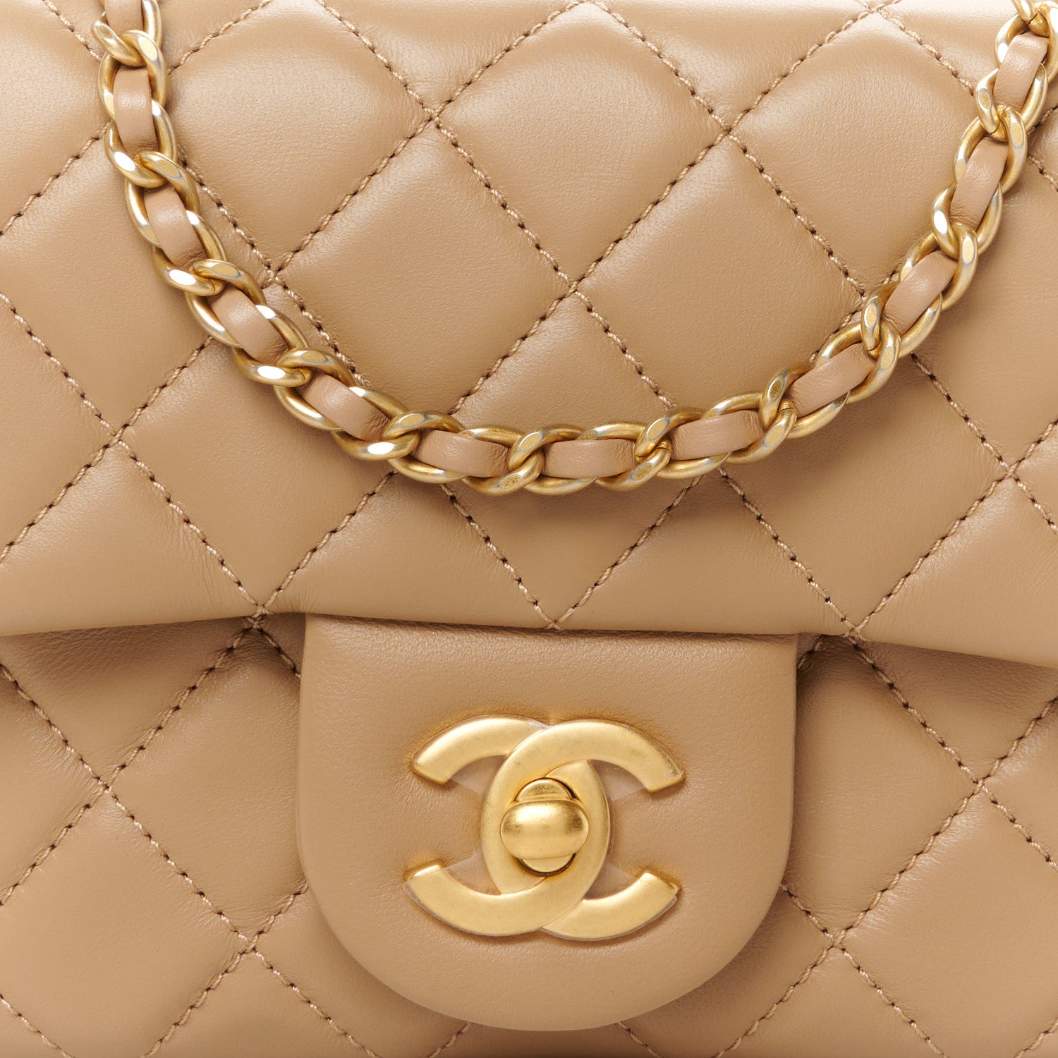 Chanel Lambskin Quilted Mini Pearl Crush Flap Dark Beige 9 of 12